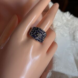 Anthropologie Midnight Blue and Silver Statement Ring